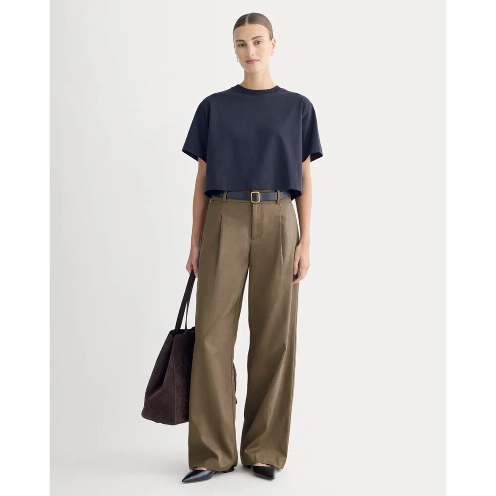 EVERLANE Wide-Leg Trouser In Buttersmooth 0R Deep Taupe Tencel Cotton NEW B81